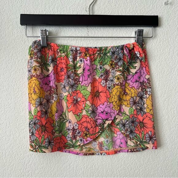 Cat & Jack sheer mesh floral swim coverup skirt sarong link orange yellow - Picture 1 of 5
